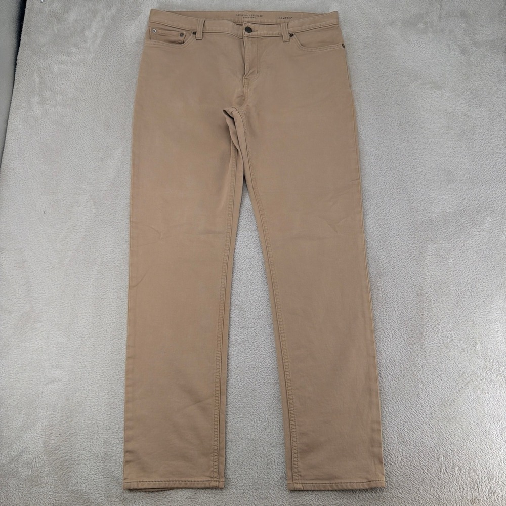 Banana Republic Mens Traveler Slim Fit Pants 34x32 Tan Khaki Preowned Chino